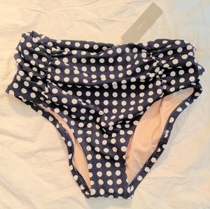 NWT J Crew bikini bottom high waist brief navy dot